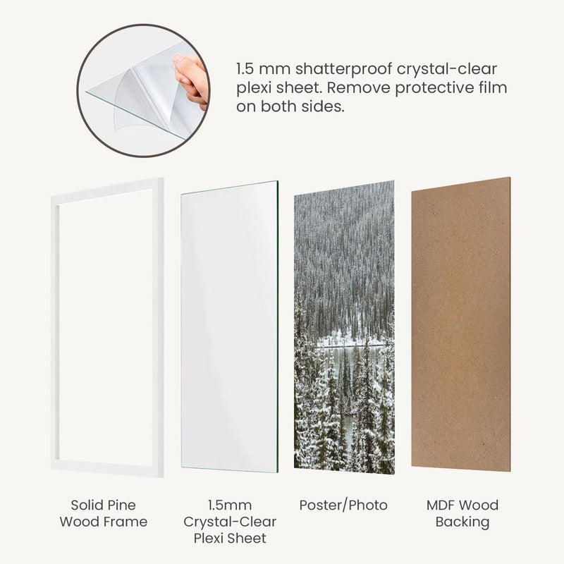 Opposite Wall - Set of 2-8.5 x 11 in - White Solid Wood Picture Frames - Lightweight, Versatile & Shatterproof - Wall Hanging & Tabletop Photo Frame - Office, Gallery & Home Decor - Image 4